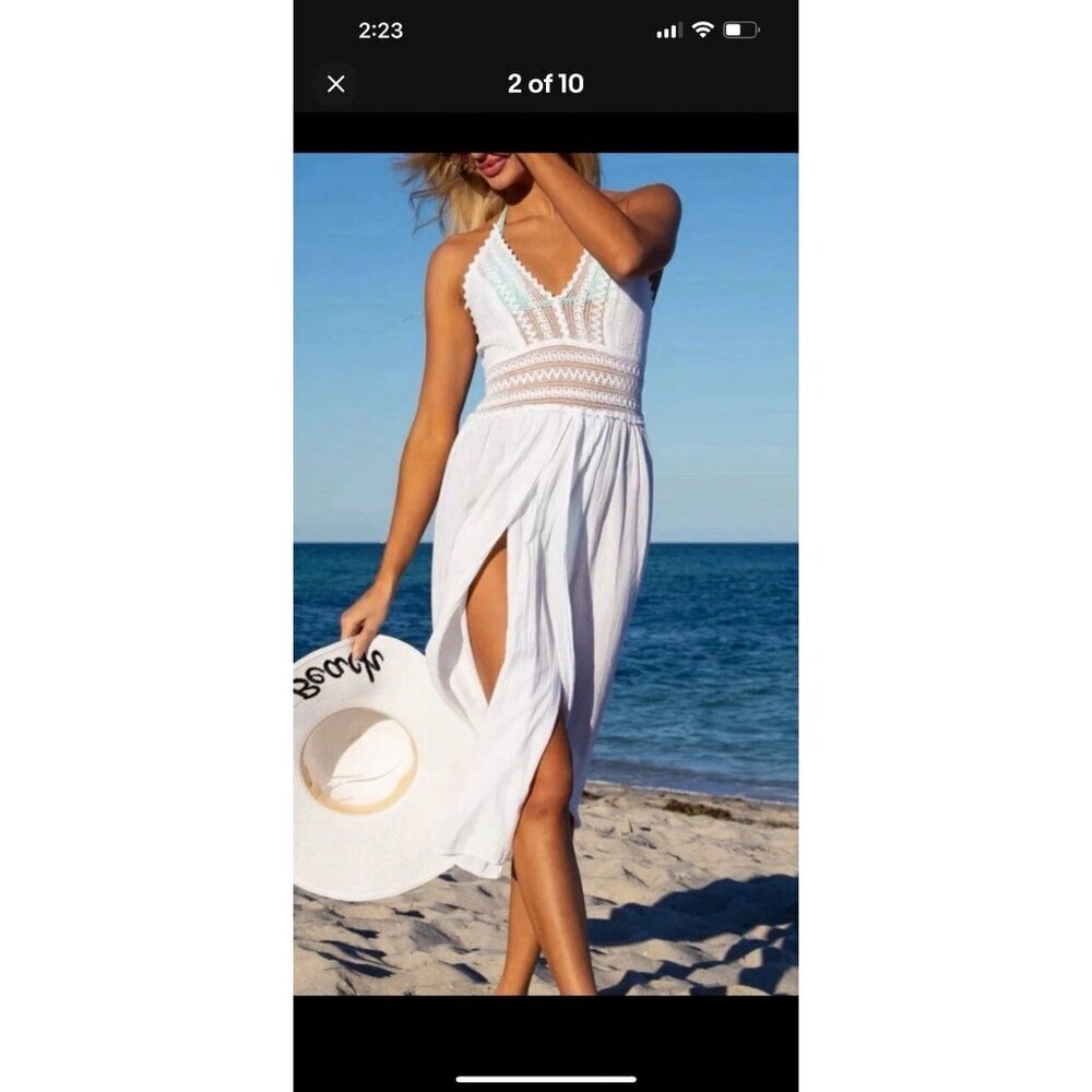 Seaspice Resort Wear Arabella Panel High Split Midi Dress M Peruvian Cotton EUC